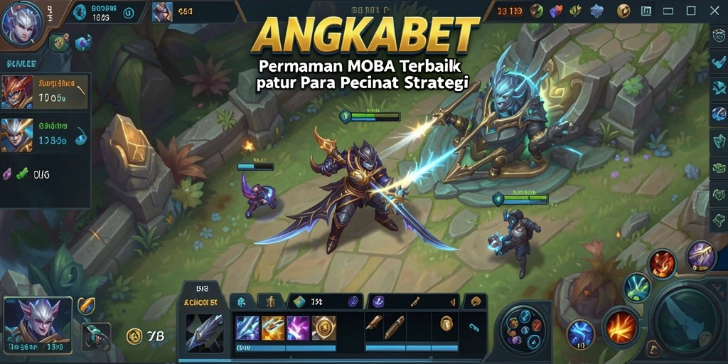 Tangkapan layar utama ANGKABET dengan aksi seru di medan perang MOBA.
