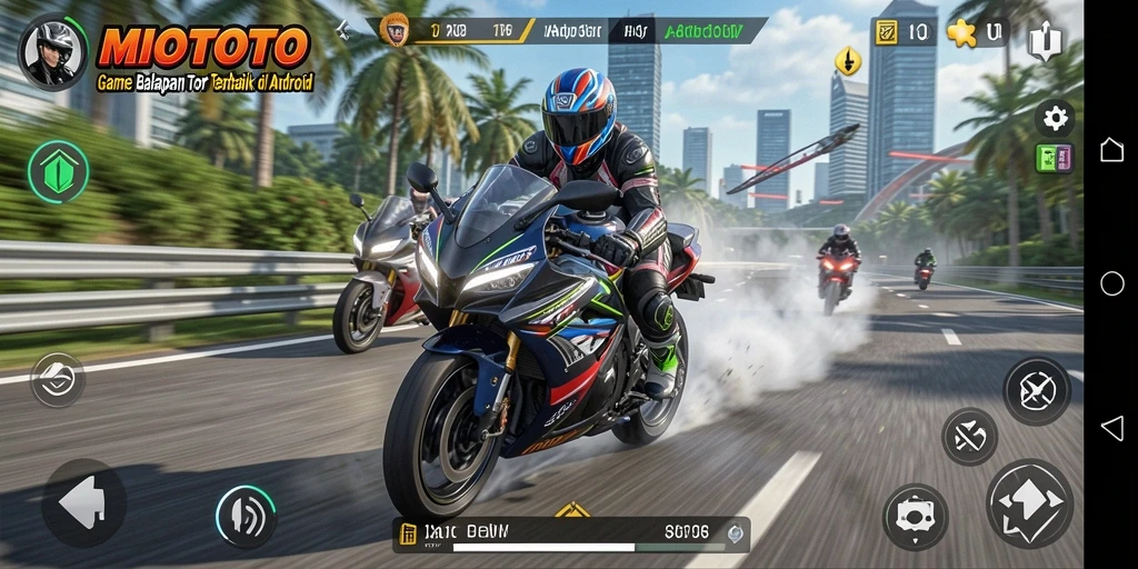 Gameplay seru di lintasan balap motor yang menegangkan.